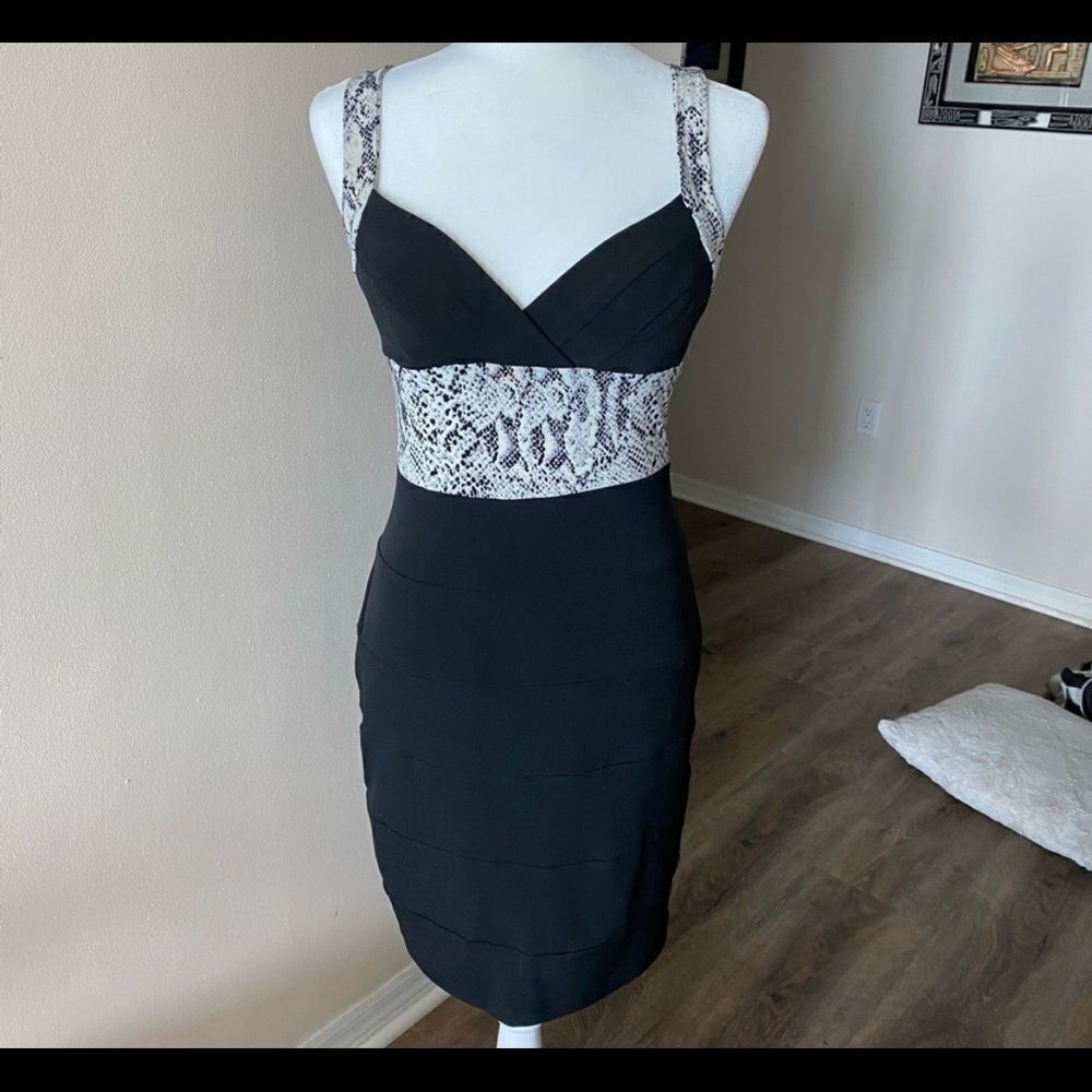 XOXO Black Bodycon snakeskin dress